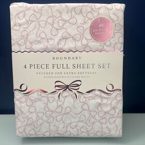 NWT Pink Bow Boundary Full Sheet Set